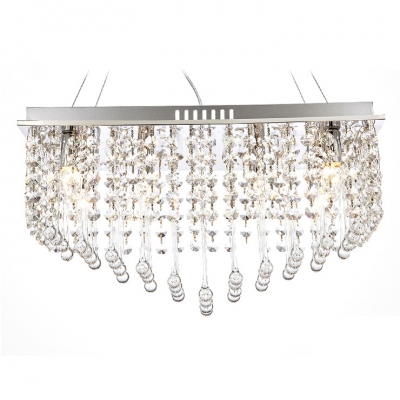 Clear Crystal and Polished Chrome Finish Combine yo Create Glittering Large Contemporary Chandelier Design