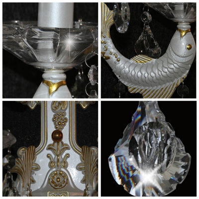 Delicate Shimmering Crystal Wall Sconce Featured Christmas Tree Panel Fish-like Strolling Arm