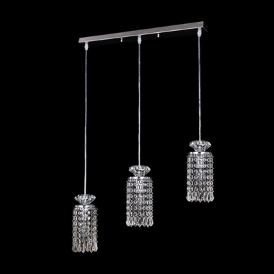 Elegant Strands of Clear Crystal Beads Add Charm to Gorgeous Multi-Light Pendant Creating Exquisite Addition