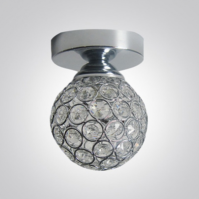 Glittering Crystal Ball and Elegant Semi-Flush Mount Ceiling Light in Chrome Finish