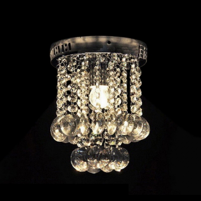 Glittering Small Crystal Globes and Chrome Finished Modern and Elegant Flush Mount Lights