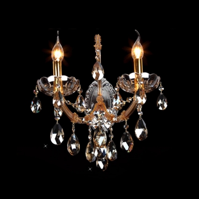 Grand Two Candelabra Fixtures Illuminate Timeless Crystal Wall Sconce in Contemporary Way