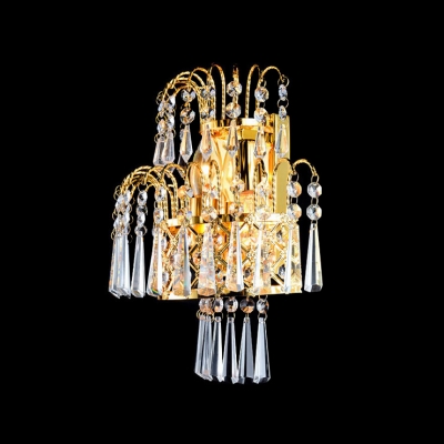 Lustrous Low-Voltage Luminaire Wall Sconce Composed of  Faceted Crystal Beads