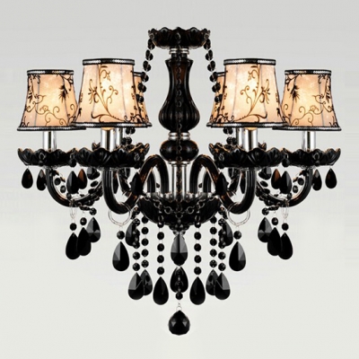 Majestic and Bold Jet Black Arms and Droplets 6-Light Chandelier Lighting