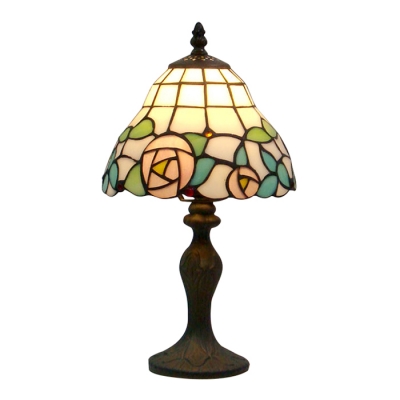 Mini Romantic Rose Tiffany Table Lamp Fixture with Imperial Elegant Base