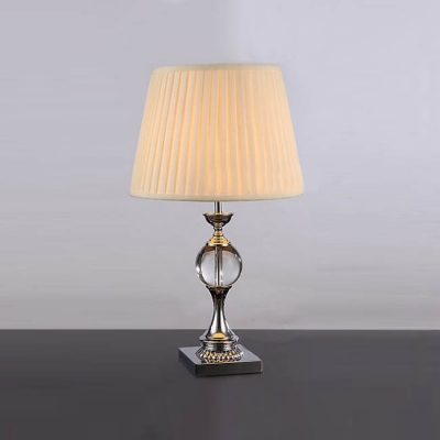 Modern Table Lamp Completed with Crystal Base and Beige Fabric Shade Perfect for Living Room