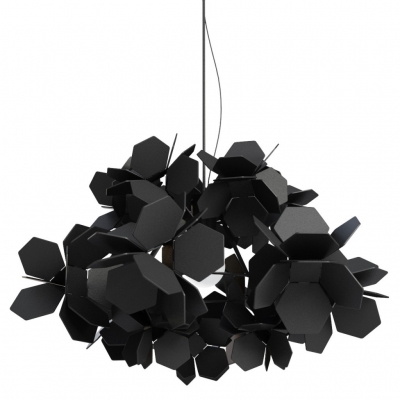 Mysterious Modern Black Flower Covered Pendant Light