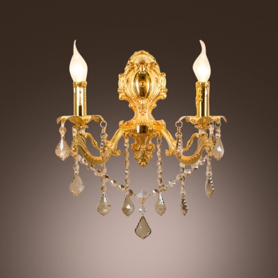Sculptural Champagne 16'' High Crystal Wall Light Fixture with Strolling Zin Alloy Arm