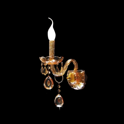 Single Light Crystal Wall Sconce Offers Simply Beauty and Delicate Plate and Droplets