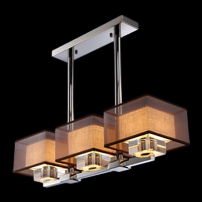 Splendid Three Light Pendant Light Adorned with Black Outer Shades and Clear Crystal Blocks Creating Welcomed Addition