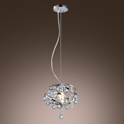 

Swirling Chrome Finished Frame Hanging Sparkling Crystal Balls Mini Pendant Lighting, HL359822