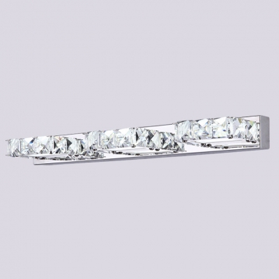 With Pure Sparkle and Graceful Modern Form Elegant Bath Light Brightens with Glittering Clear Crystal