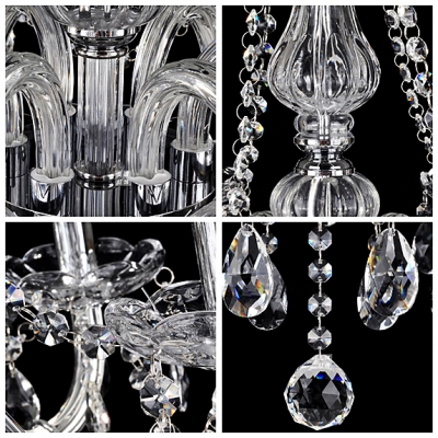 Alluring Five Lights Clear Droplets and Graceful Crystal Glass Support Chandelier