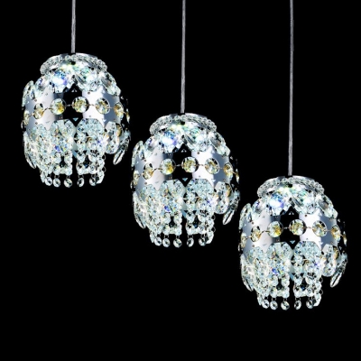 Beautiful Contemporary Multi-Light Pendant with Three Lights Features Hand-cut Clear Crystal Falls