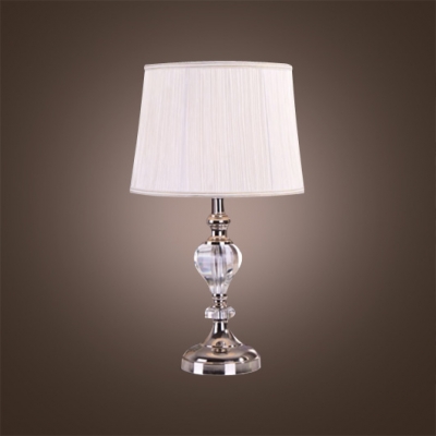 Clear Crystal Finish Table Lamp with White Shade Complements Classic and Contemporary Decors