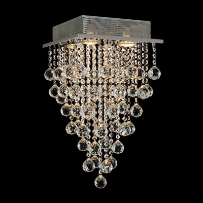 Clear Crystal Rain Square Flush Mount Shine with Bright Crystals