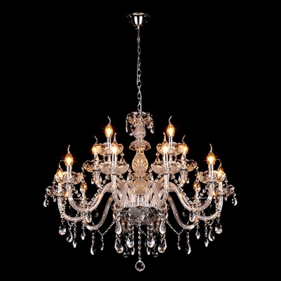 Crystal Drops Graceful Clear Glass Arms and Crystal Draping All Decorate Gorgeous Magnificent Chandelier