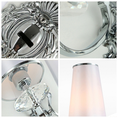 Decorative Crystal Bobeche and Graceful Scrolls Add Glamour to Two Light Wall Sconce