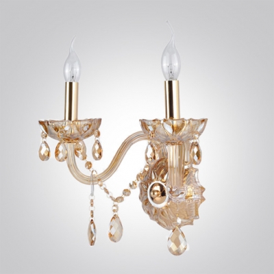 Elegant Refined Look Wall Sconce Features Hand-cut Crystals and Sleek Copper Finish Body