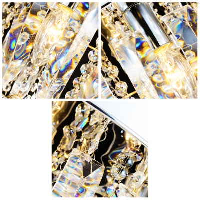 Flower Shaped Hanging Cognac Crystal Spheres Chrome Finished Modern Pendant Lighting