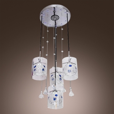 

Glamorous Four-light Ceiling Multi-light Pendant Features Beautiful Clear Shades and Crystal Teardrops Made Romantic Embellishment, HL325611