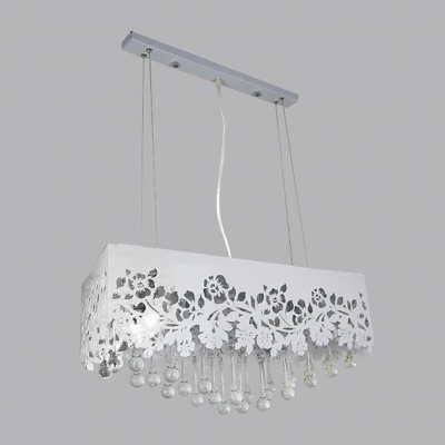 Graceful Island Light Completed with Beautiful Silver Rectangular Shade and Hand-cut Crystal Drops