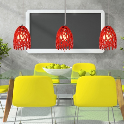 Hollow-out Resin Outshade Suspension Pendant One-light