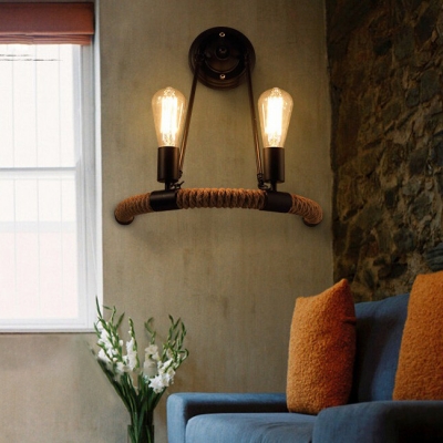 Industrial Rope Lined Suspension LED Pendant in Country Style