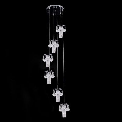 Magnificent Clear Crystal Multi Light Pendant Features Delicate Round Canopy Finished in Chrome