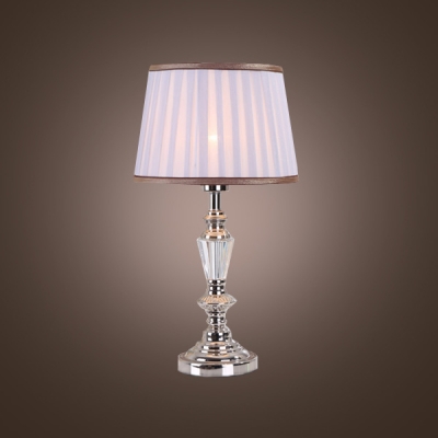 Modern and Glamorous Style Mixed into Crystal Column Table Lamp Topped With Purple Pleated Fabric Shade