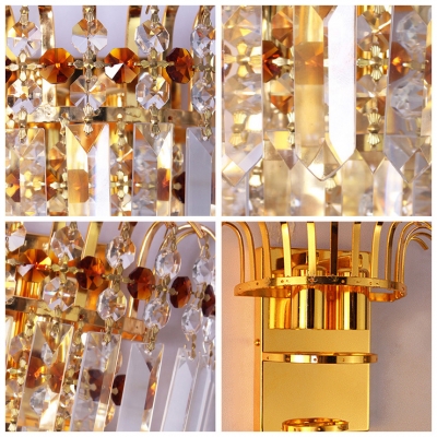 Polished Gold Finsh Crystal Wall Sconce Offers Dramatic Addition to Your Decor