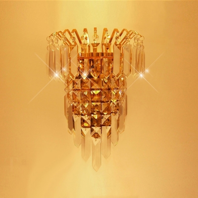 

Shimmering Strands of Clear Crystal Hang From Wall Scone with Gold Finish, HL360833