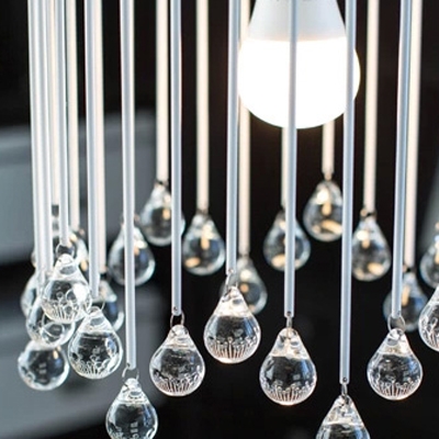 Single Light Elegant Design Metal Frame Lovely Cage Pendant Light Hanging Crystal Balls