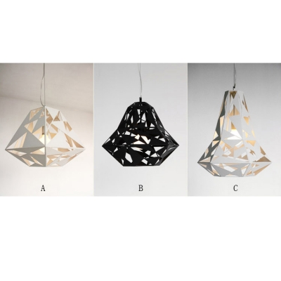 Slim Shape Metal Hollow-Out Pendant Light In White
