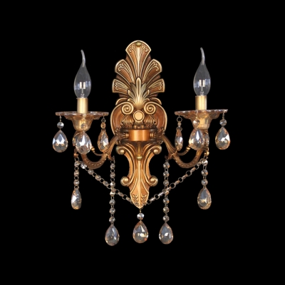 Sophisticated Romantic Cream Two Light Crystal Wall Sconce