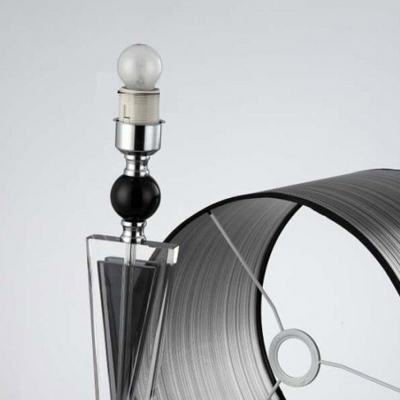 Sophisticated Table Lamp Set Featuring Crystal Center  Topped with Black Drum Shade
