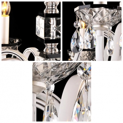 Sparkle and Glamour Clear Crystal Droplets Chrome Finished Frame Modern Chandelier