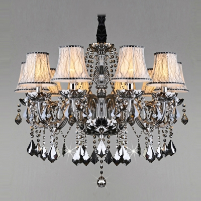 Sparkling Hand Cut Gray Crystal Waterfall 10-Light Classic Style Chandelier