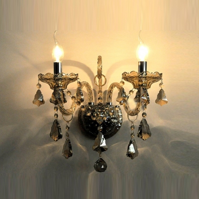 Unique Design with Clear Crystal and Double Candle-style Light Formed Dramatic LuxuriousWall Sconce