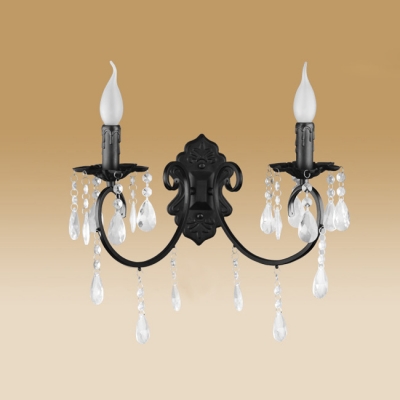 Williamsburg Sophisticated Two-light Wall Sconce Adorned with Clear Crystal Accents and Black Finish