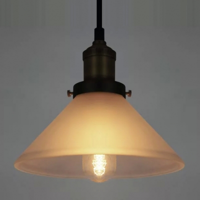 1-light LOFT Cone Shaped Frosted Glass LED Mini Pendant Lamp