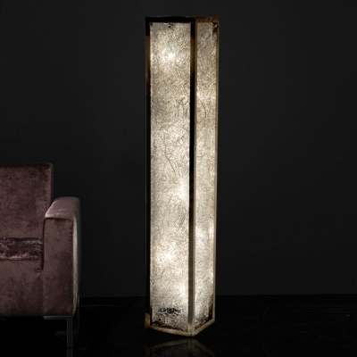 Aluminum Wire Adorned Long Standing Rectangle Floor Lamp