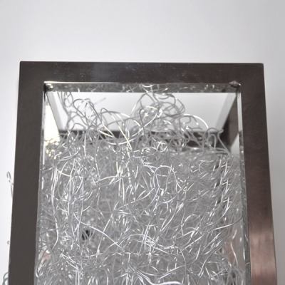Aluminum Wire Adorned Long Standing Rectangle Floor Lamp