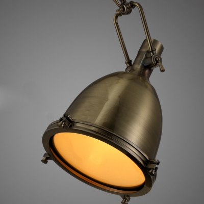 Industrial 1-Light Dome Shade Pendant Light Frost Glass Diffuser