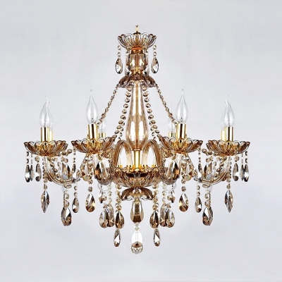 Beautiful and Elegant Waterfall Crystal Chandelier with 6 Candle Light 27.5