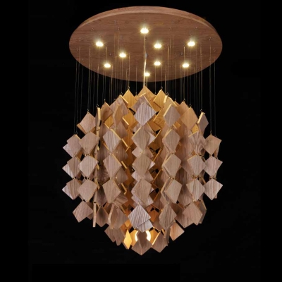 Bold and Chic 31.5”Wide Designer Large Pendant Light Hanging Woods