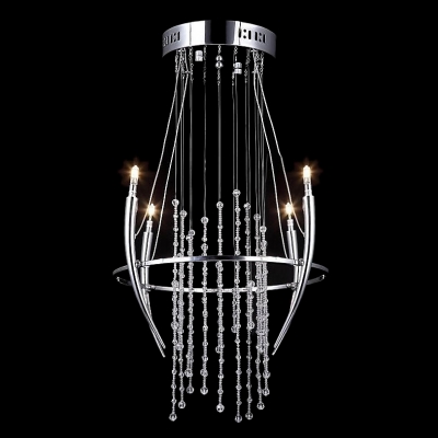 

Bold and Graceful 4-Light Glittering Crystal Strands and Metal Band Modern Chandelier, HL361037