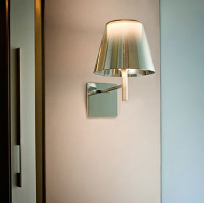 Bright Acrylic Cone Shaded Designer Wall Sconce With Square Canopy