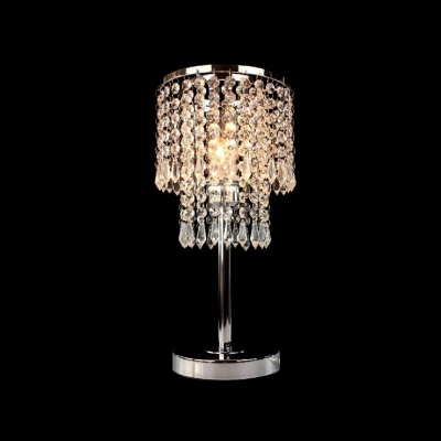 

Brilliant Crystal-shaded Lamp Adorned with Clear Crystal Beads and Iron Base Perfect for Bedroom, HL315031