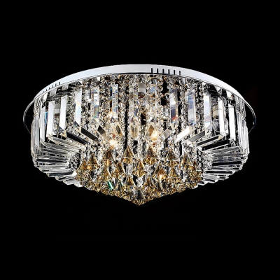 Brilliant Design Round Flush Mount Lights Hanging Crystal Prisms and Spheres